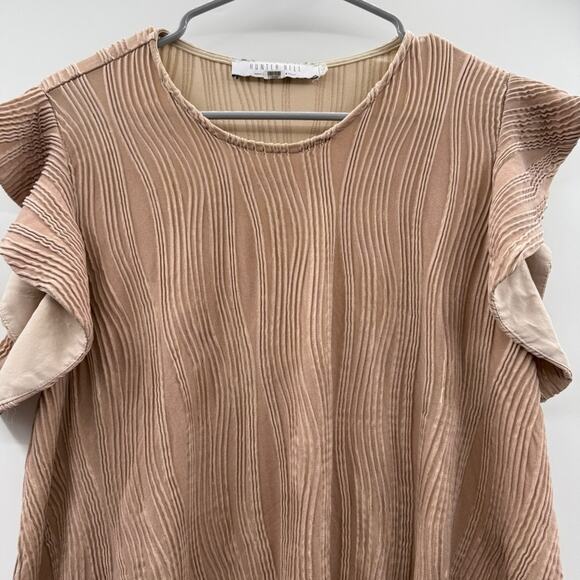 RTR Hunter Bell Ava Pleated Short Sleeve Rose Gold Top‎ Sz L - Picture 3 of 9